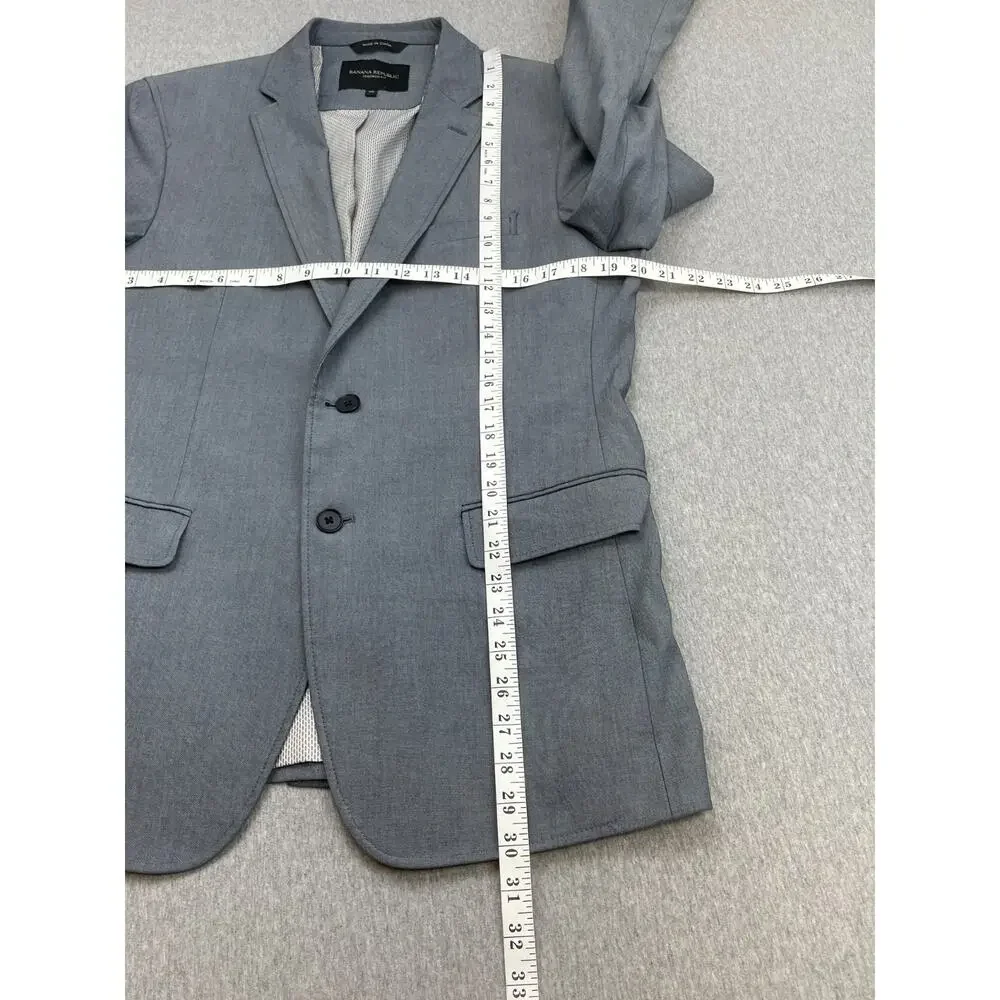 Banana Republic Blazer Mens 40R Gray Cotton Blend Stretch 2-Button Single Breast